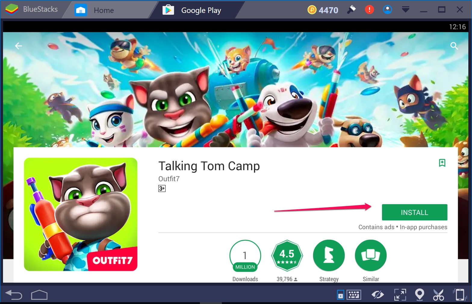 Talking Tom Camp for PC windows 10