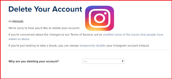Delete an Instagram account